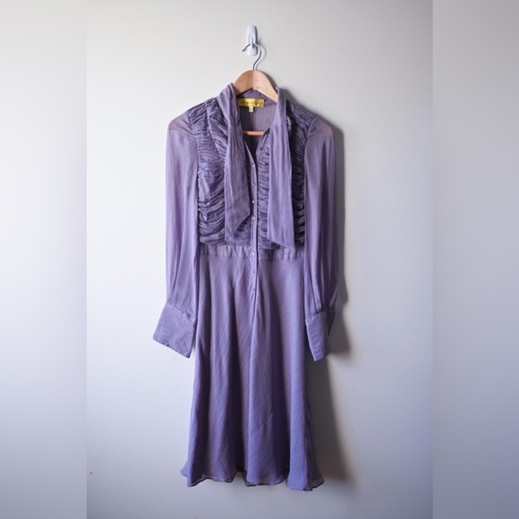 [SOLD] Catherine Malandrino Lavender Metallic Silk Dress 4 - Picture 1 of 7